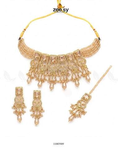 NECKLACE-0774 Champagne Necklace Sets - Zeesy Jewellery Pakistan | Premium Artificial & Imitation Jewellery
