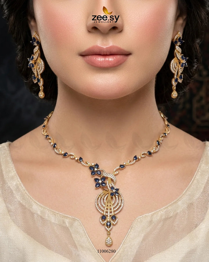 Nova Wave Zirconia Necklace Set Necklace Sets - Zeesy Jewellery Pakistan | Premium Artificial & Imitation Jewellery