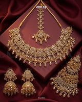 Nectarine Bloom Gems Bridal Set Golden Champagne Bridal Set - Zeesy Jewellery Pakistan | Premium Artificial & Imitation Jewellery