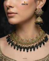 Nectarine Bloom Gems Bridal Set Bridal Set - Zeesy Jewellery Pakistan | Premium Artificial & Imitation Jewellery