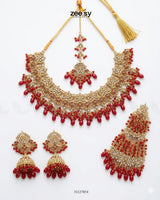Nectarine Bloom Gems Bridal Set Bridal Set - Zeesy Jewellery Pakistan | Premium Artificial & Imitation Jewellery