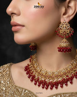 Nectarine Bloom Gems Bridal Set Bridal Set - Zeesy Jewellery Pakistan | Premium Artificial & Imitation Jewellery
