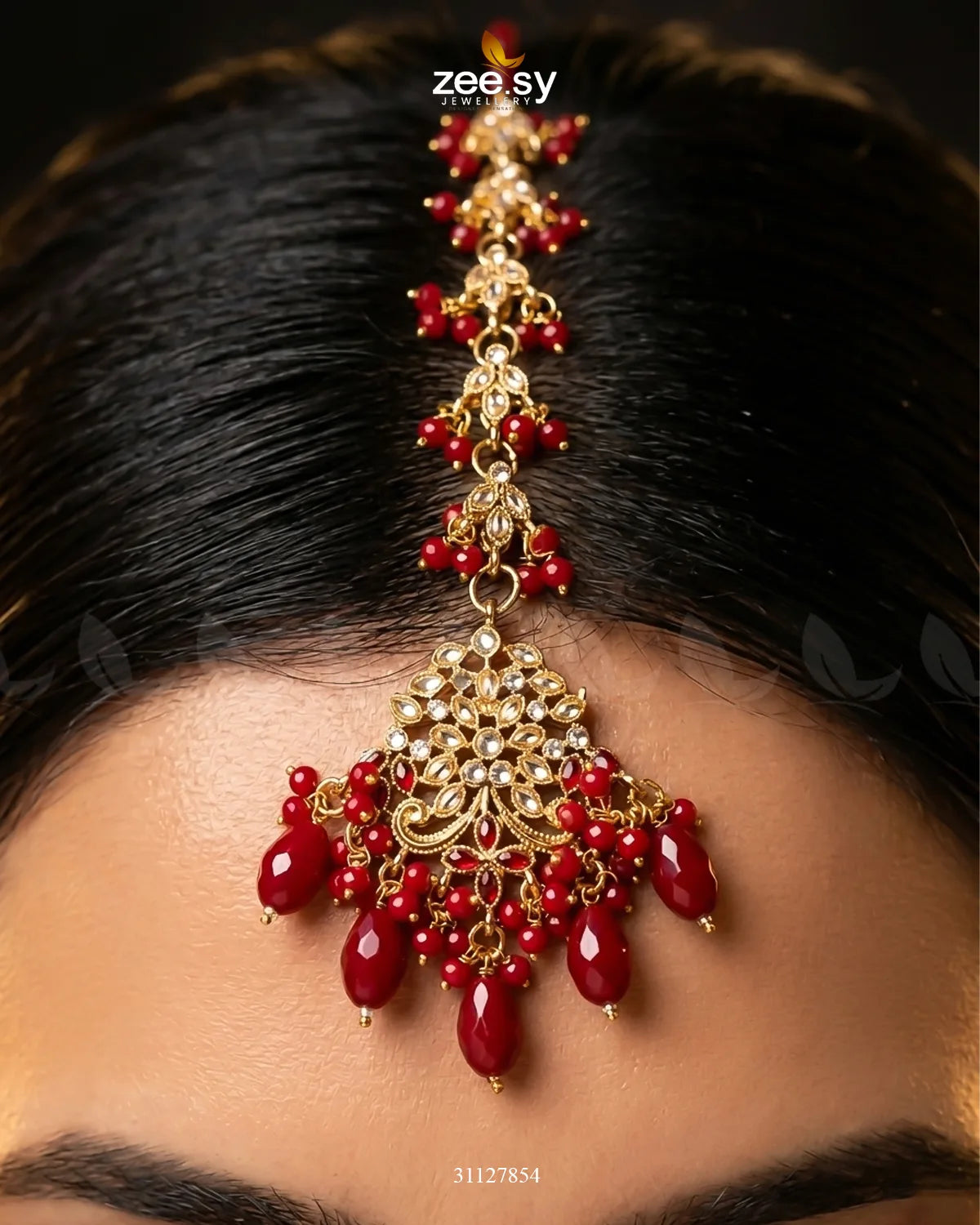 Nectarine Bloom Gems Bridal Set Bridal Set - Zeesy Jewellery Pakistan | Premium Artificial & Imitation Jewellery