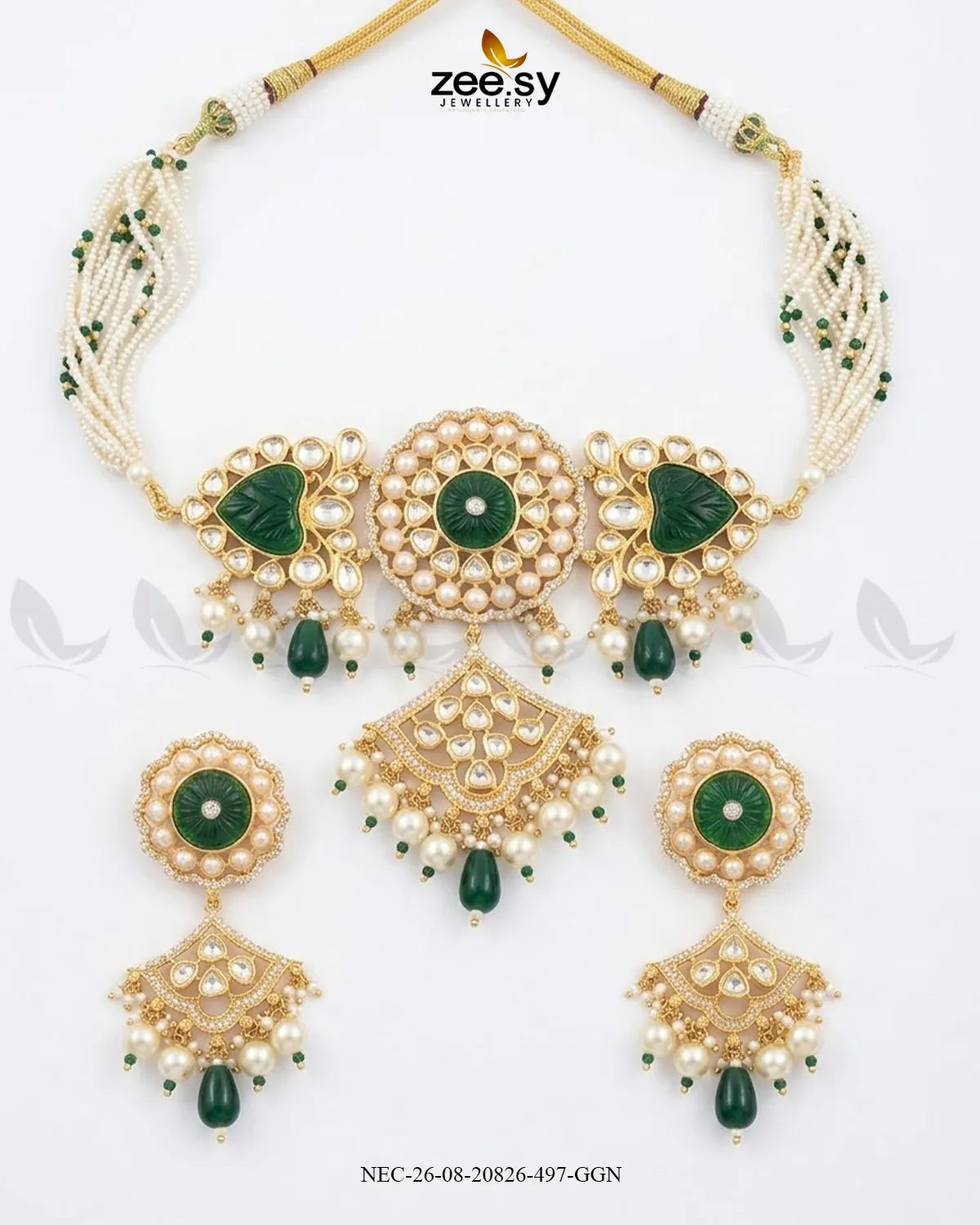 Noor Kundan Pearl Choker Set choker - Zeesy Jewellery Pakistan | Premium Artificial & Imitation Jewellery
