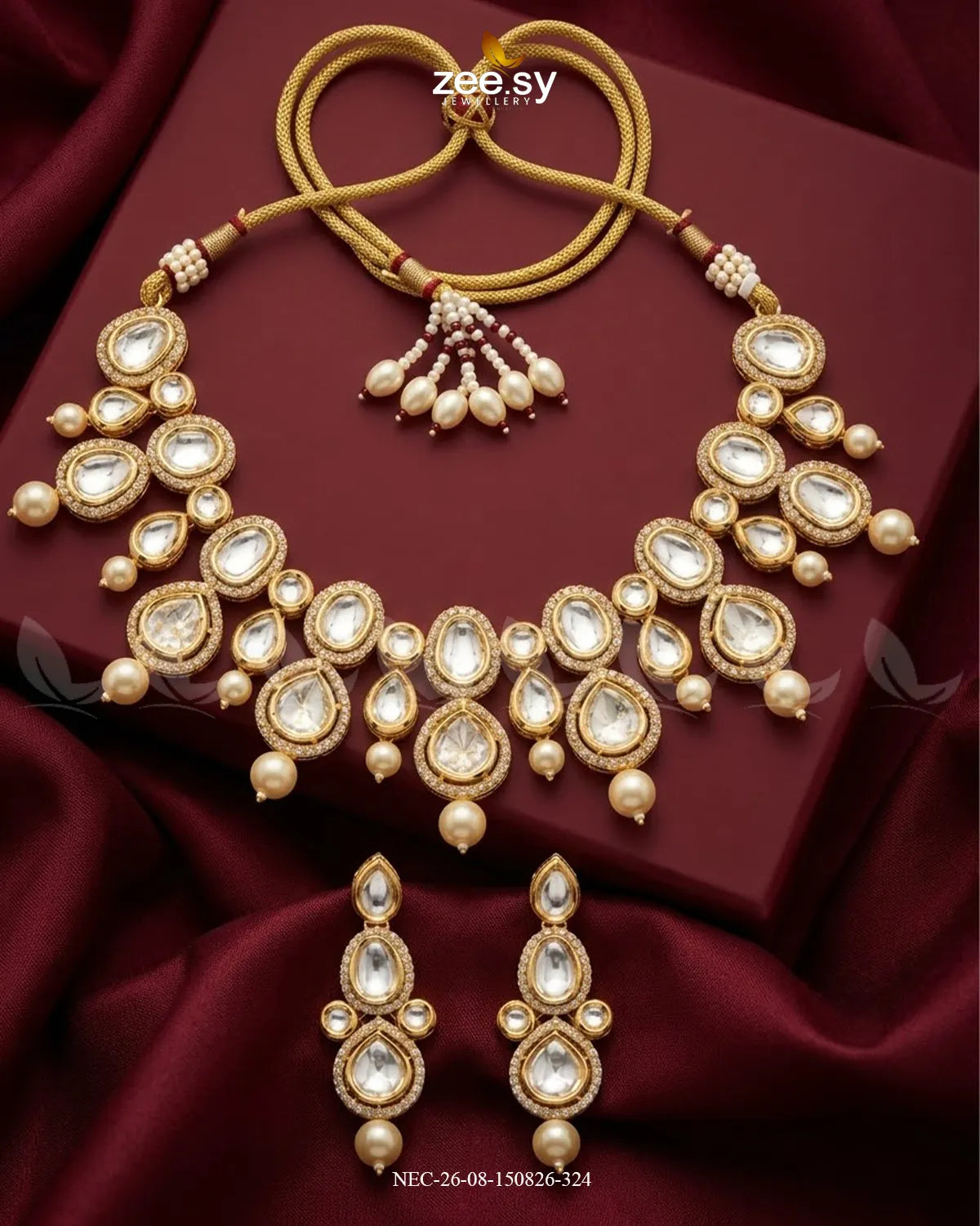 Noori Bold Polki Necklace Set Necklace Sets - Zeesy Jewellery Pakistan | Premium Artificial & Imitation Jewellery