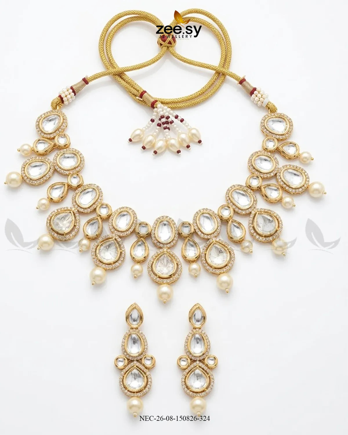 Noori Bold Polki Necklace Set Necklace Sets - Zeesy Jewellery Pakistan | Premium Artificial & Imitation Jewellery