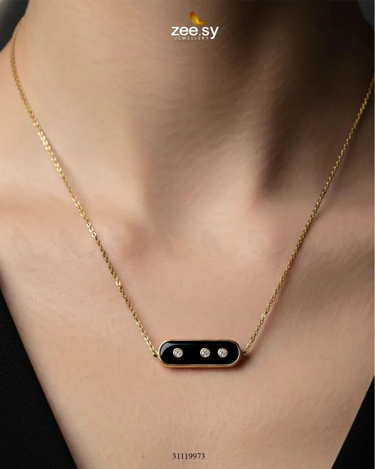 Obelisk Gold Toned Geometric Chain Necklace - Zeesy.pk