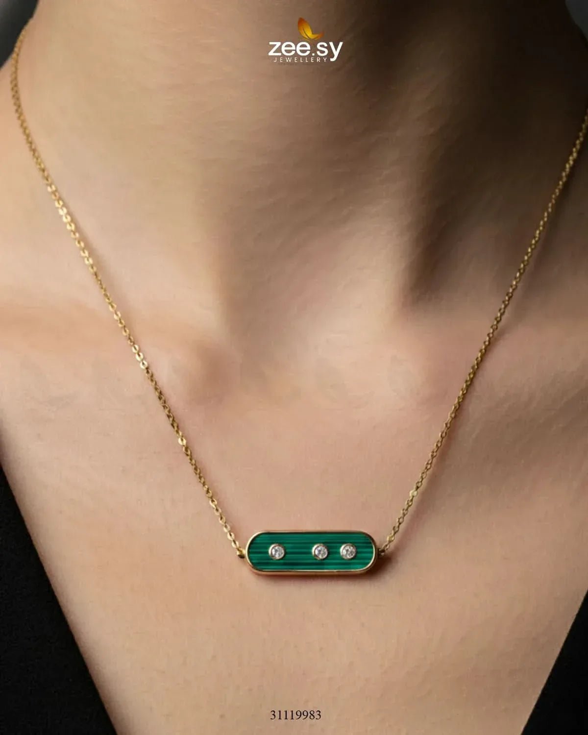 Obelisk Gold Toned Geometric Chain Necklace - Zeesy.pk