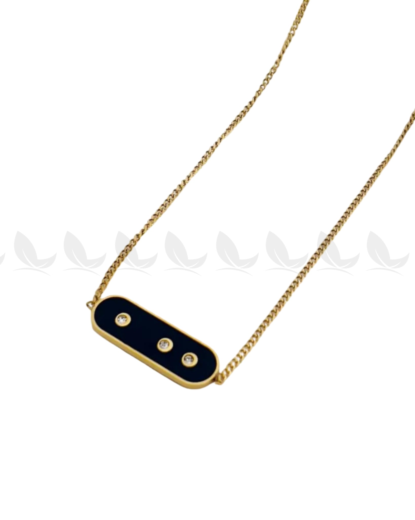 Obelisk Gold Toned Geometric Chain Necklace Golden Black - Zeesy Jewellery