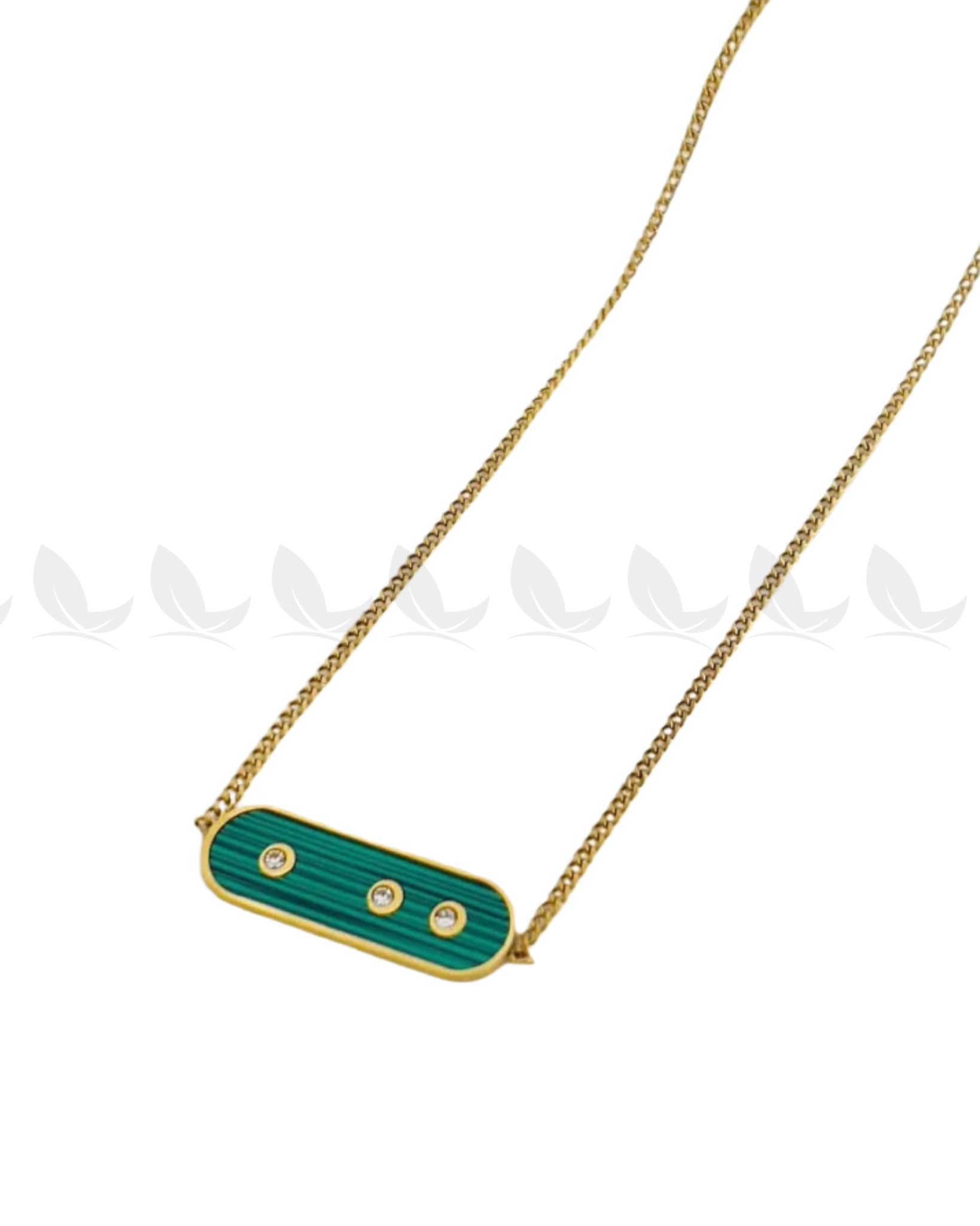 Obelisk Gold Toned Geometric Chain Necklace Golden Green - Zeesy Jewellery