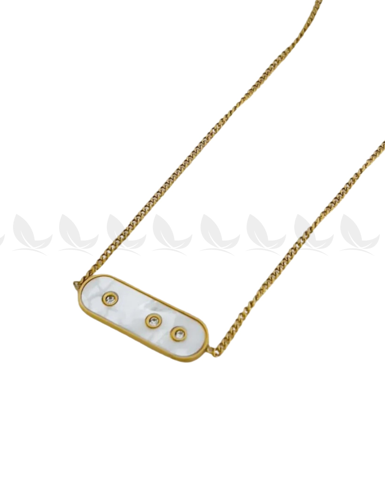 Obelisk Gold Toned Geometric Chain Necklace Golden White - Zeesy Jewellery