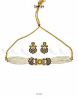 Obelisk Rhodium Polished Choker Set - Zeesy Jewellery