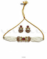 Obelisk Rhodium Polished Choker Set - Zeesy Jewellery