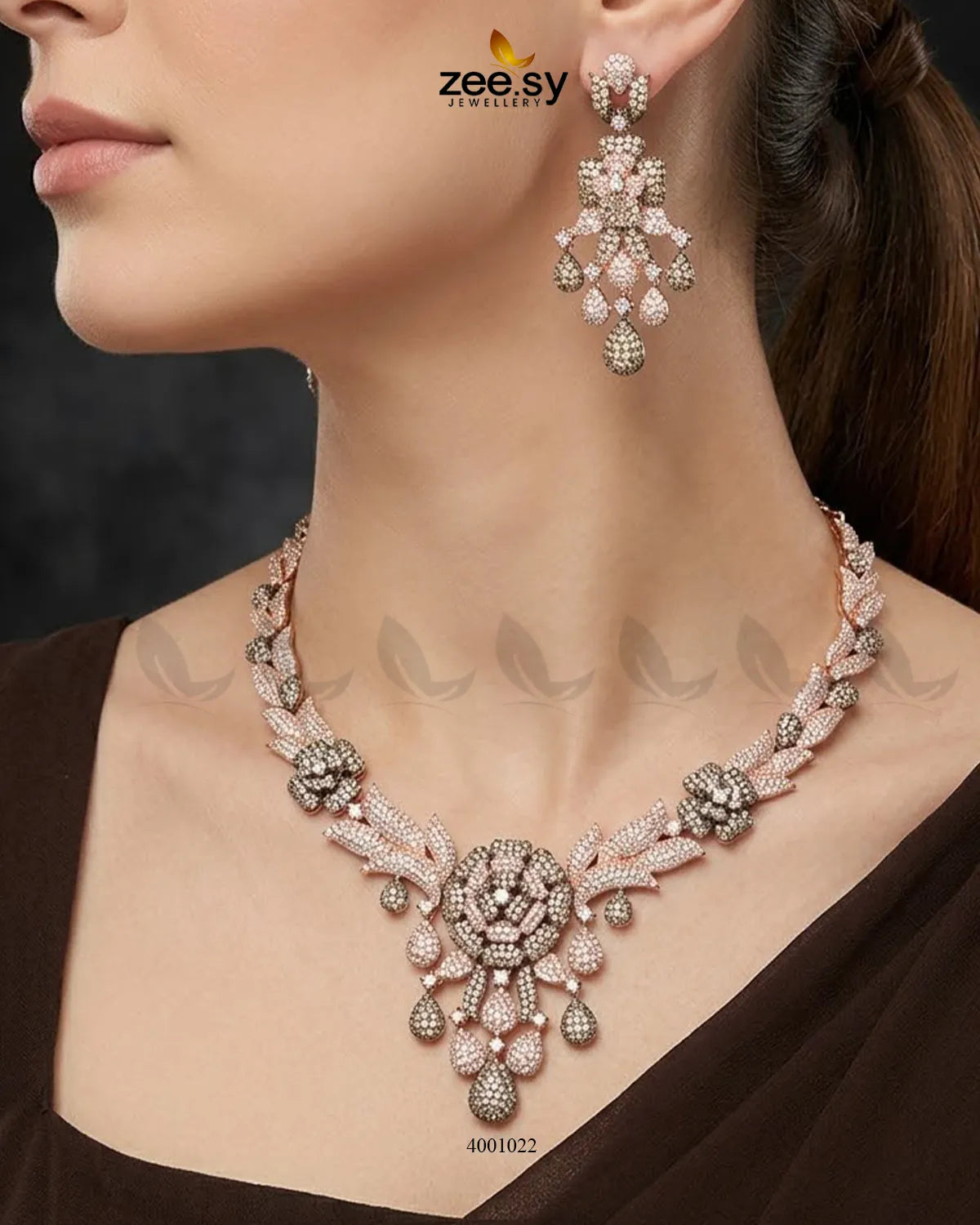Ocean Zirconia Necklace Set - Black