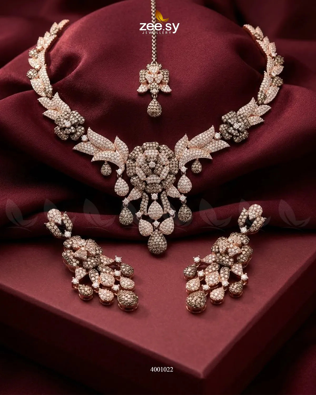 Ocean Zirconia Necklace Set - Black