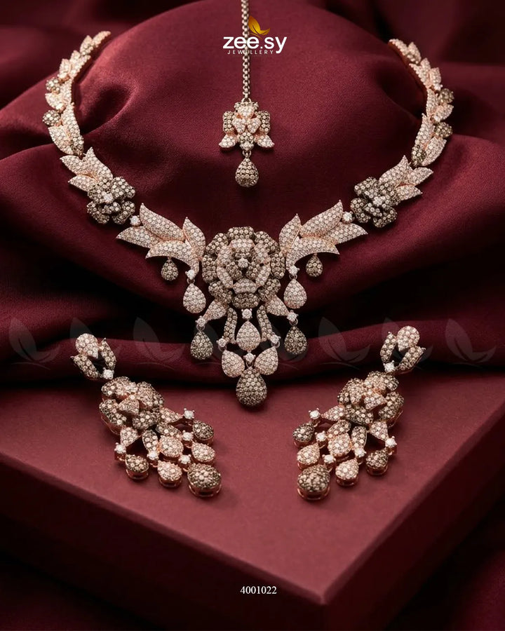 Ocean Zirconia Necklace Set - Black
