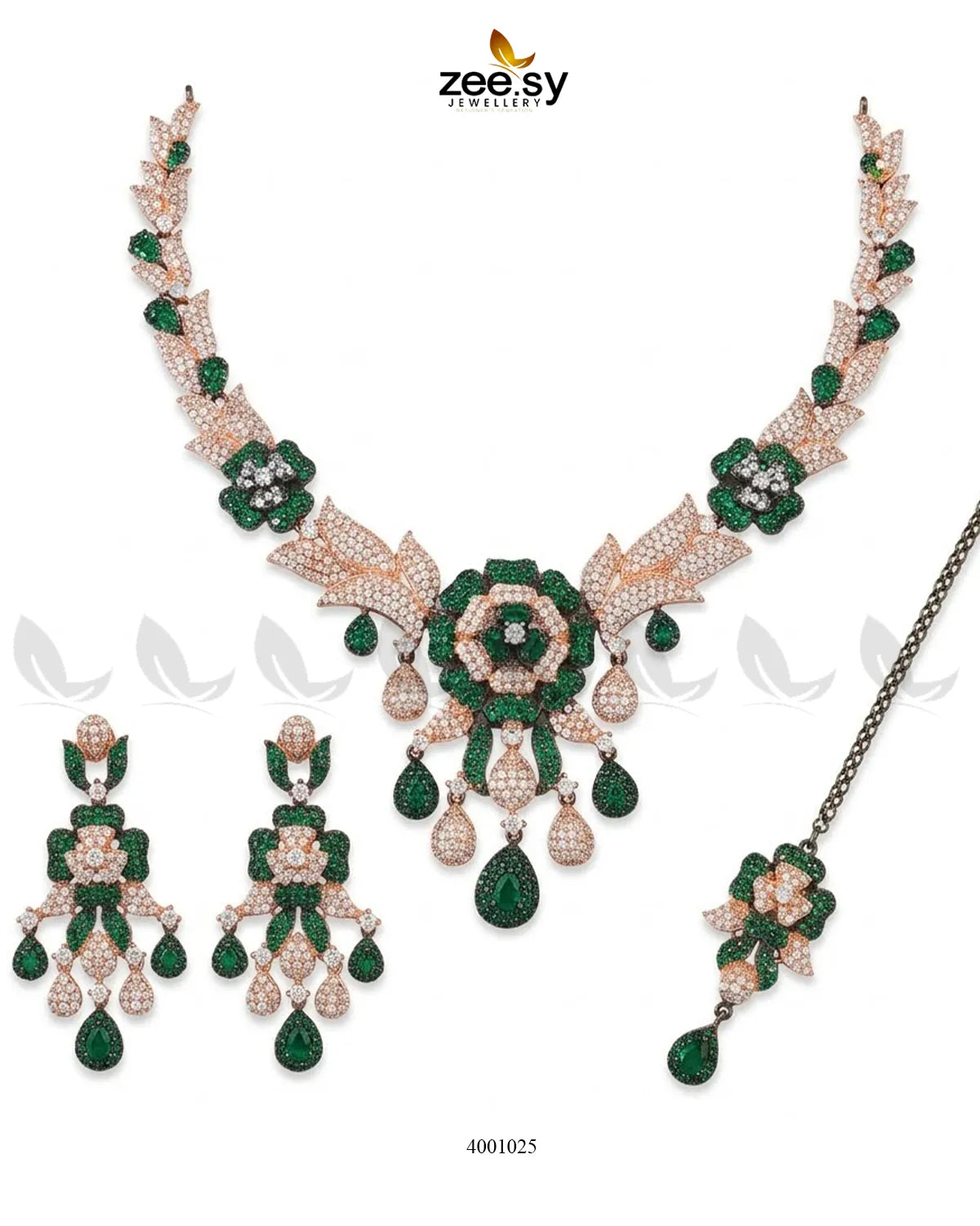 Ocean Zirconia Necklace Set - Black
