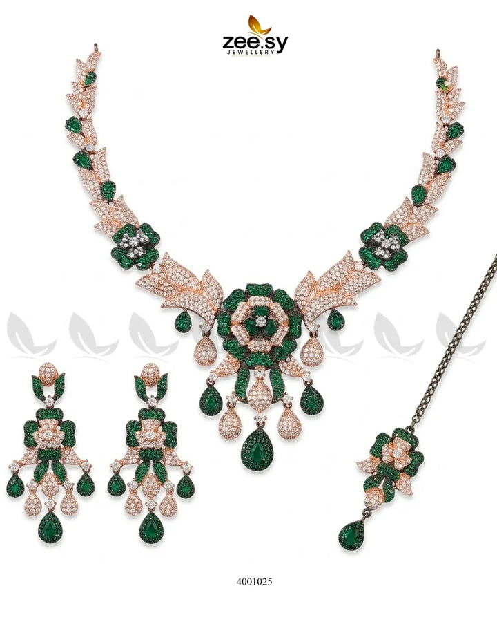 Ocean Zirconia Necklace Set - Black