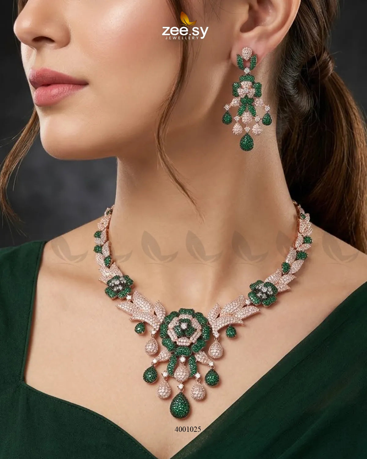 Ocean Zirconia Necklace Set - Black