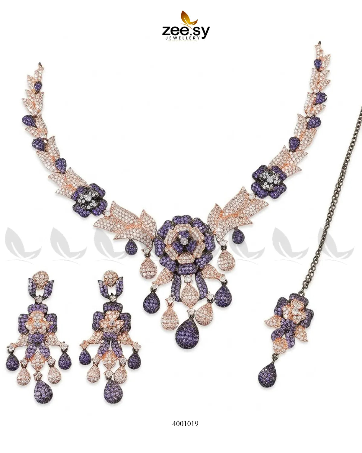 Ocean Zirconia Necklace Set - Black
