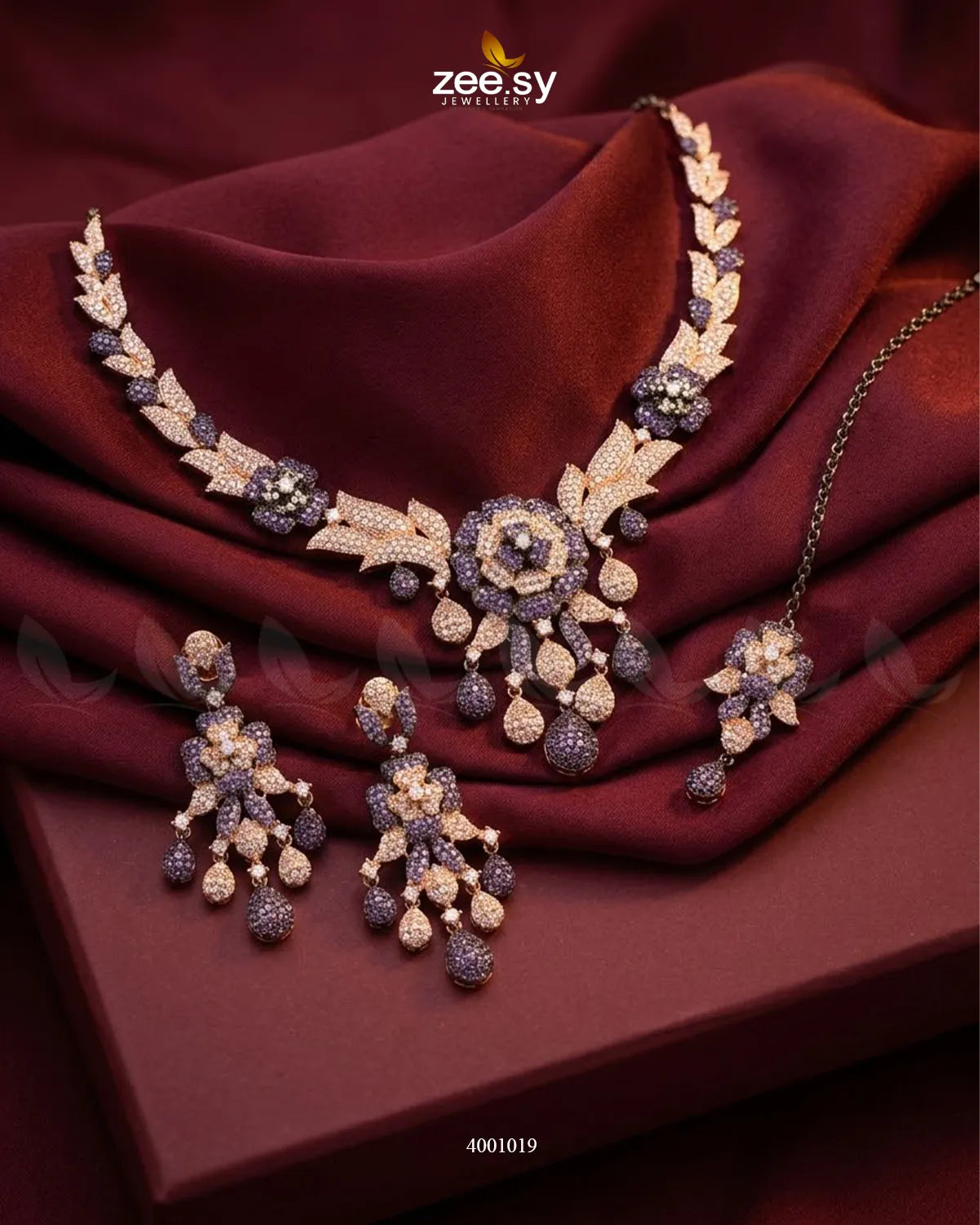 Ocean Zirconia Necklace Set - Black
