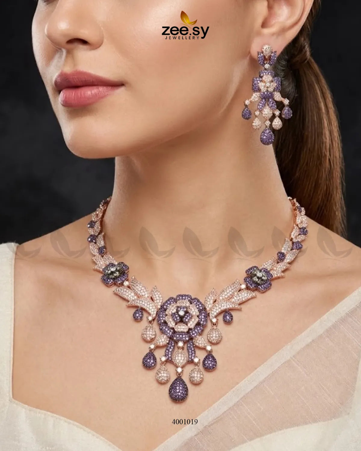 Ocean Zirconia Necklace Set - Black