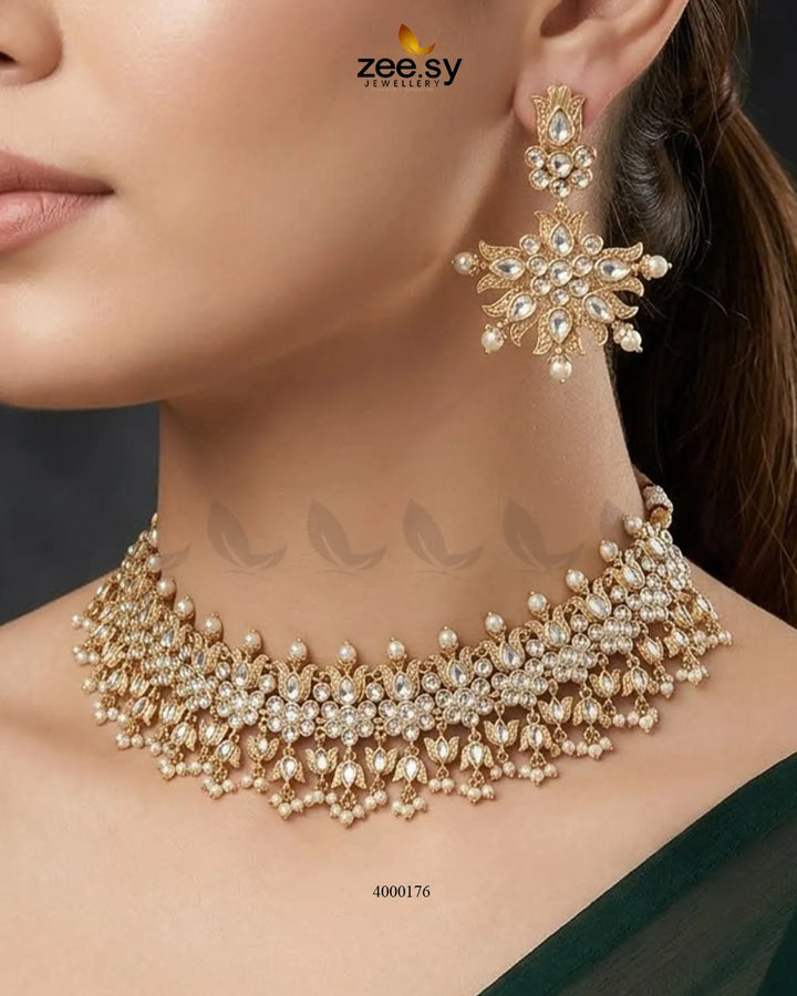 RHS09 Opal Bold Pearl Necklace Set with layered pearl strands and a bold statement design