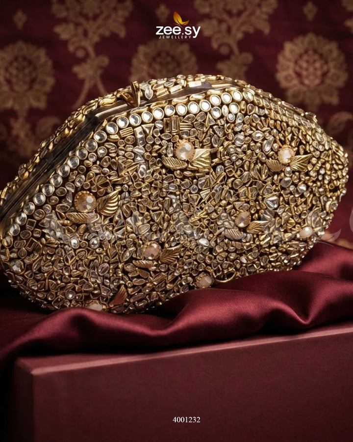Opulent Kundan Stone Clutch Bag ACCESSORIES - Zeesy Jewellery Pakistan | Premium Artificial & Imitation Jewellery