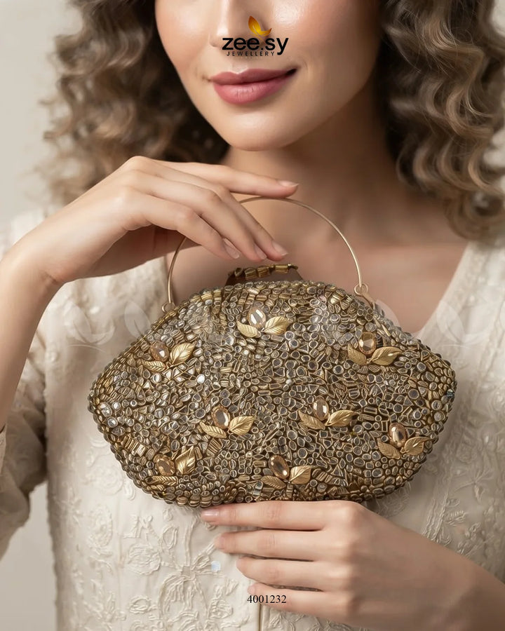 Opulent Kundan Stone Clutch Bag ACCESSORIES - Zeesy Jewellery Pakistan | Premium Artificial & Imitation Jewellery