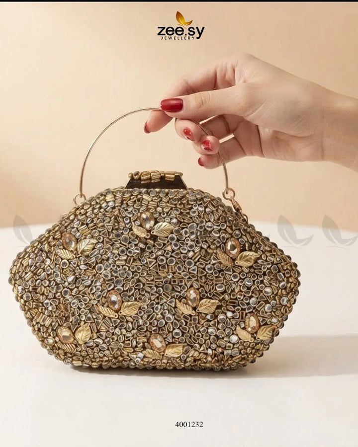 Opulent Kundan Stone Clutch Bag ACCESSORIES - Zeesy Jewellery Pakistan | Premium Artificial & Imitation Jewellery