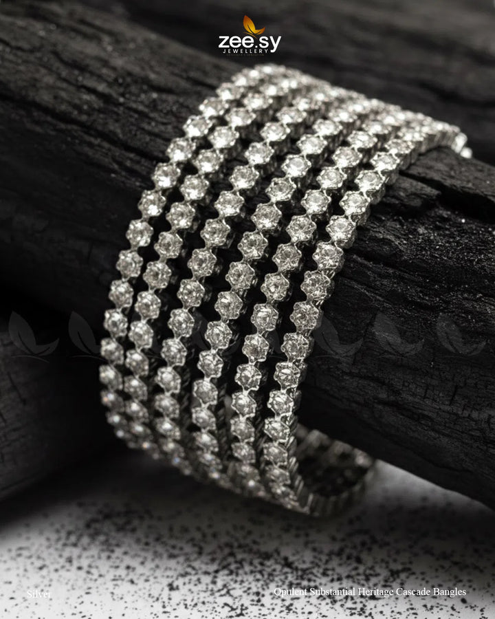 Opulent Substantial Heritage Cascade Bangles - Silver BANGLES - Zeesy Jewellery Pakistan | Premium Artificial & Imitation Jewellery