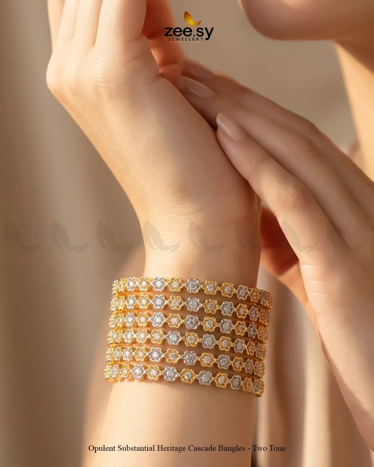 Opulent Substantial Heritage Cascade Bangles - Two Tone