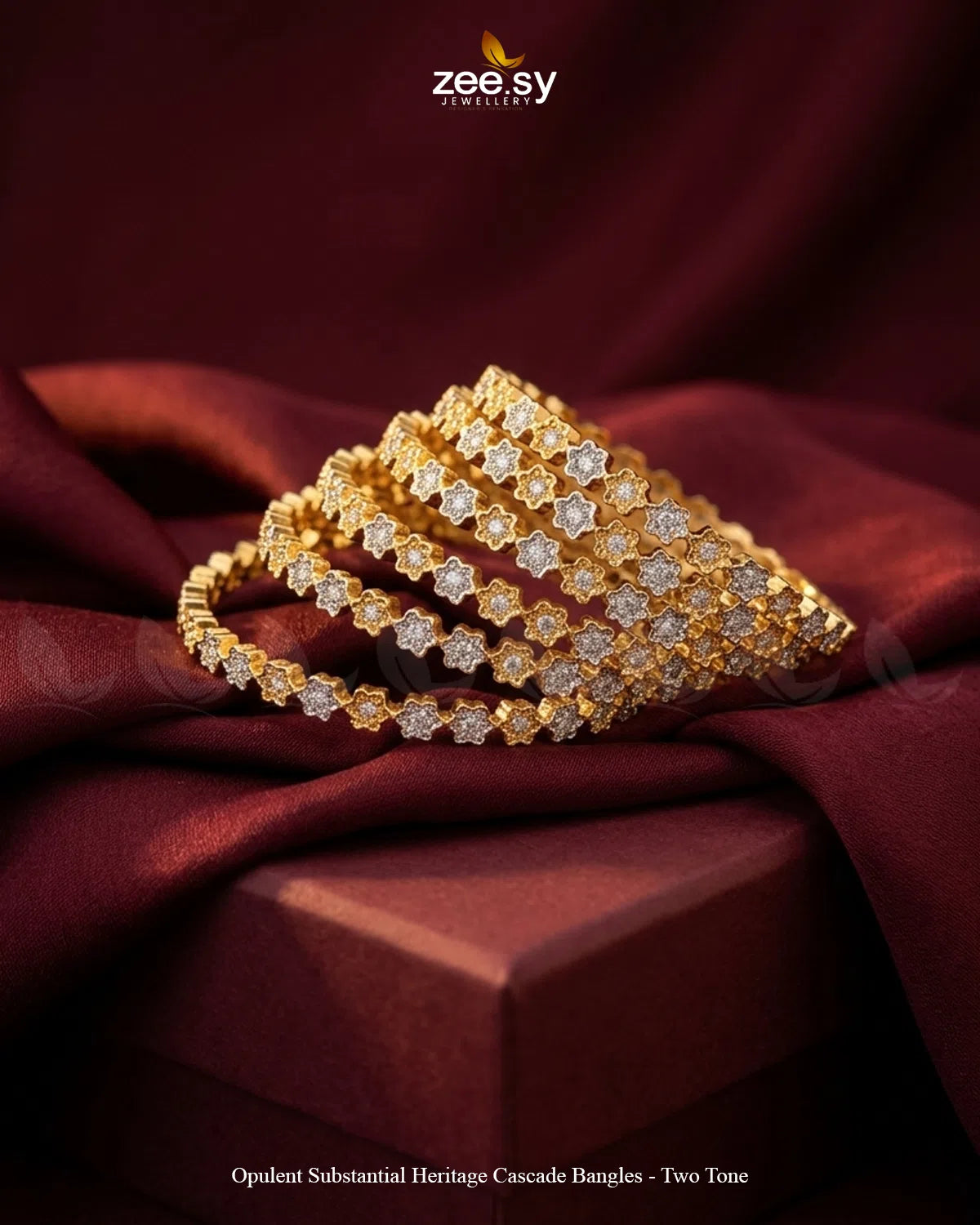 Opulent Substantial Heritage Cascade Bangles - Two Tone