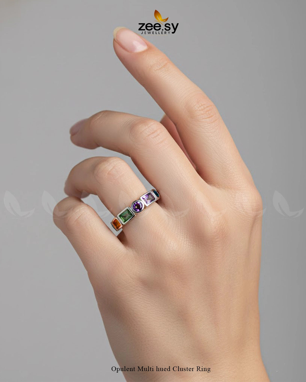 Opulent Multi hued Cluster Ring - Zeesy Jewellery