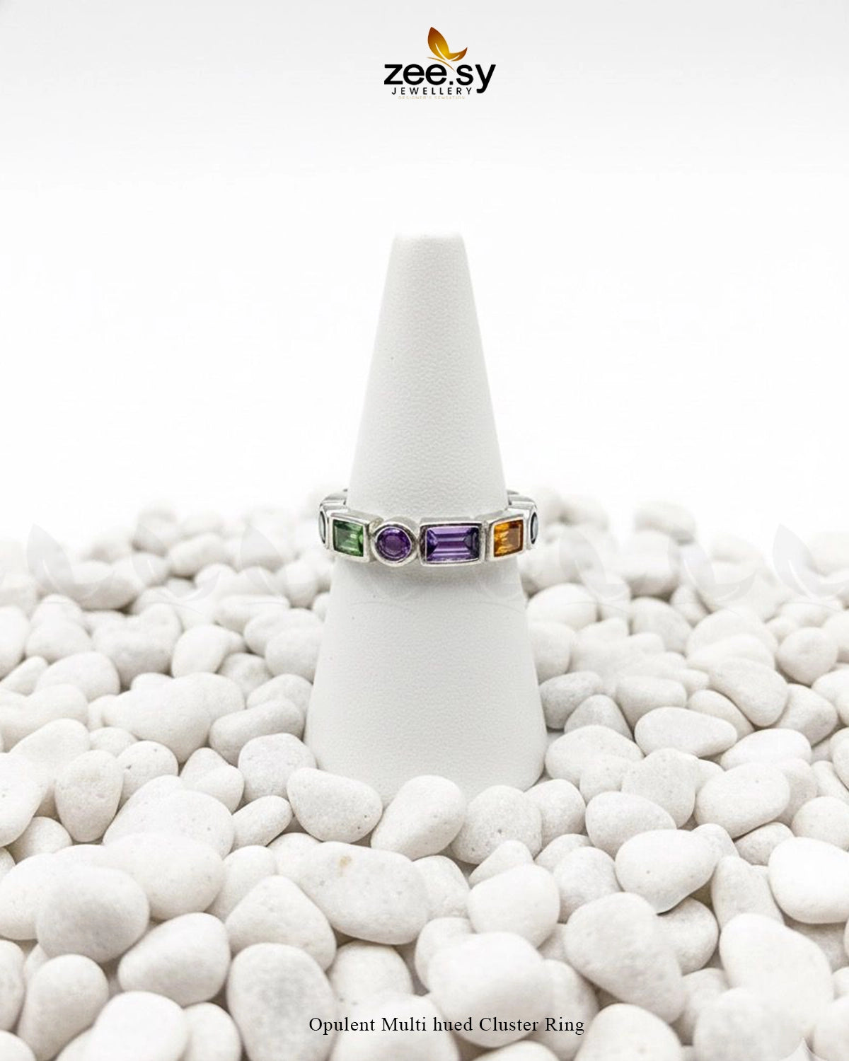 Opulent Multi hued Cluster Ring - Zeesy Jewellery