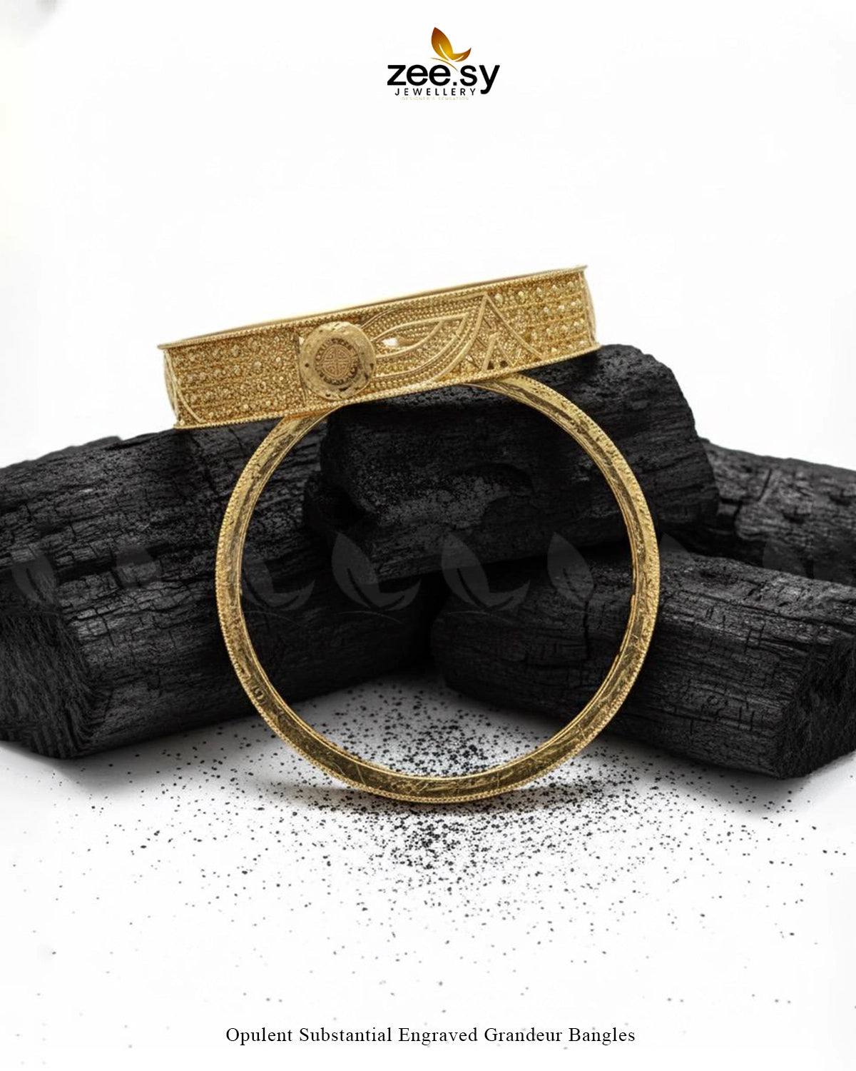 Opulent Substantial Engraved Grandeur Bangles - Zeesy Jewellery