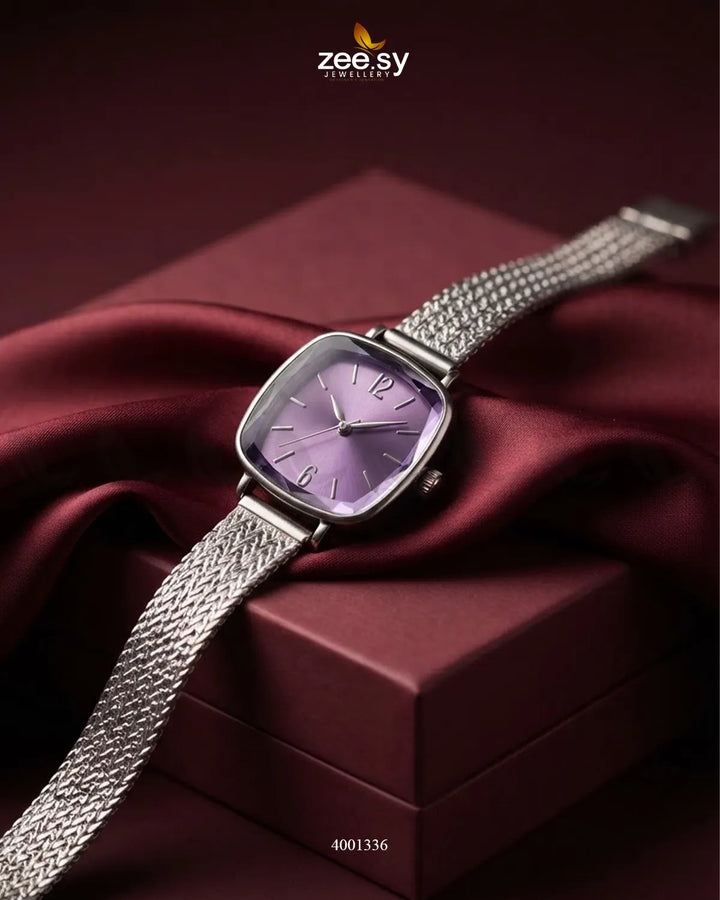 Orchid Facet Mesh Watch Silver Mint Pink ACCESSORIES - Zeesy Jewellery Pakistan | Premium Artificial & Imitation Jewellery
