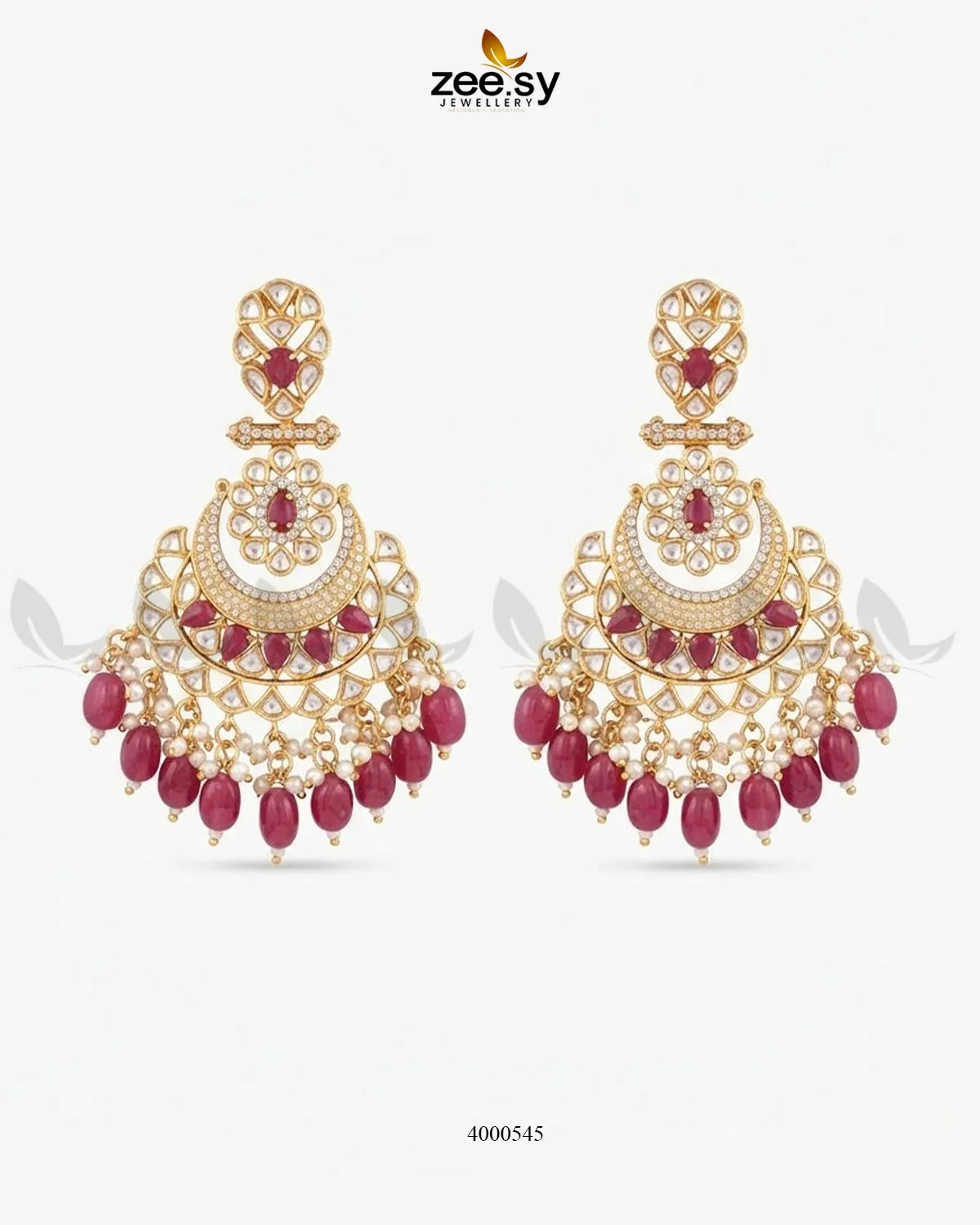 Orchid Grand Crescent Chandbali Earrings Earrings - Zeesy Jewellery Pakistan | Premium Artificial & Imitation Jewellery
