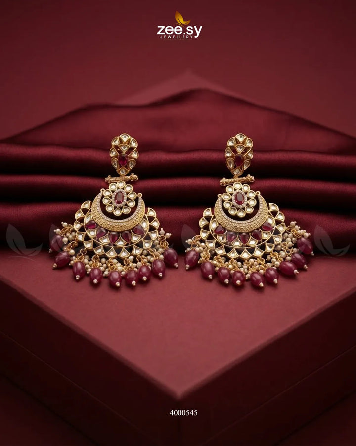 Orchid Grand Crescent Chandbali Earrings Earrings - Zeesy Jewellery Pakistan | Premium Artificial & Imitation Jewellery