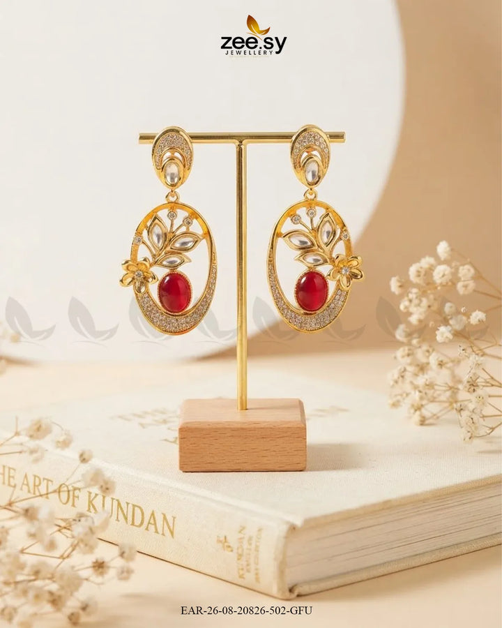 Orla Oval Crystal Drop Earrings Earrings - Zeesy Jewellery Pakistan | Premium Artificial & Imitation Jewellery