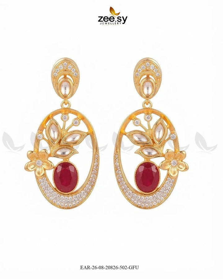 Orla Oval Crystal Drop Earrings Earrings - Zeesy Jewellery Pakistan | Premium Artificial & Imitation Jewellery