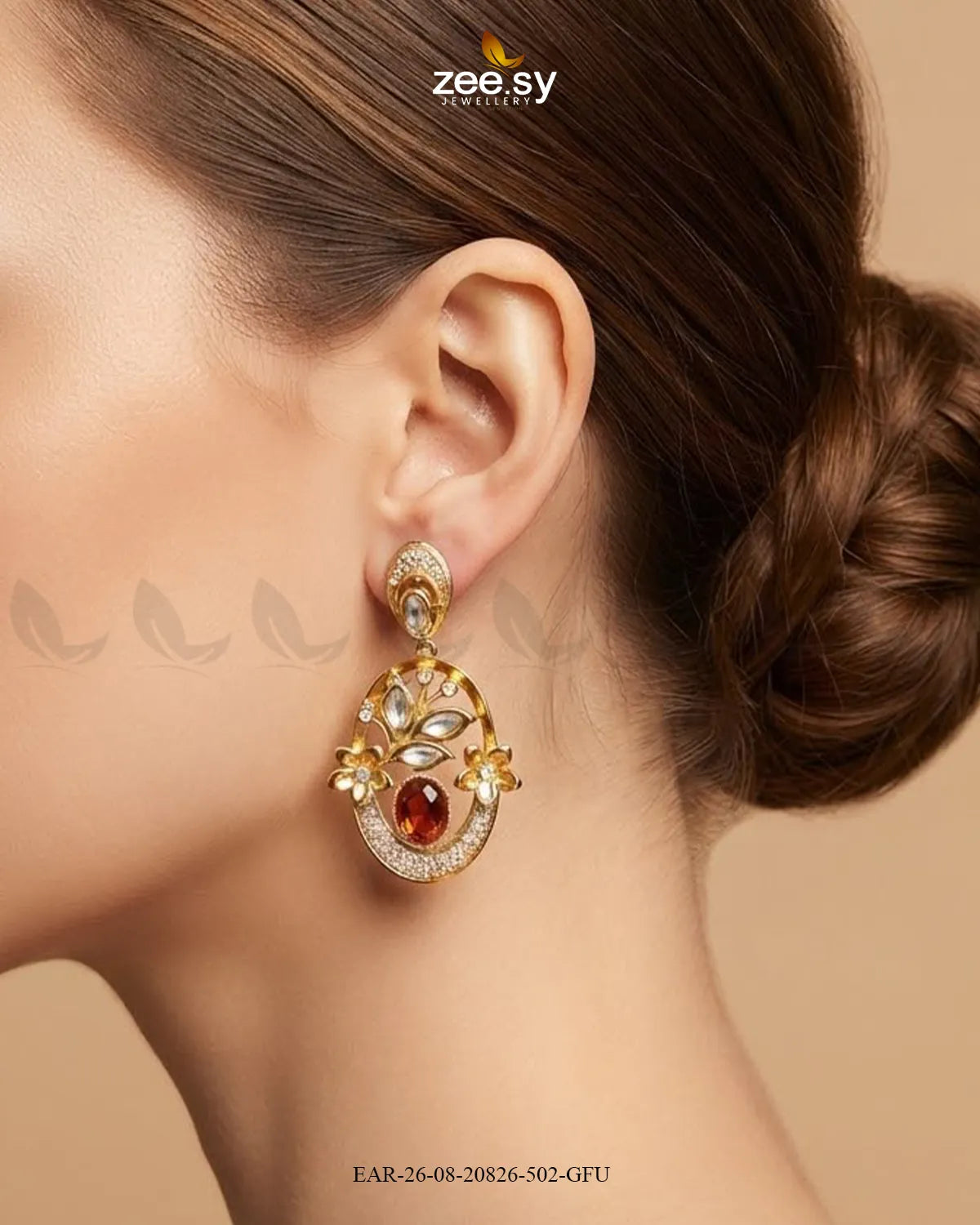 Orla Oval Crystal Drop Earrings Earrings - Zeesy Jewellery Pakistan | Premium Artificial & Imitation Jewellery