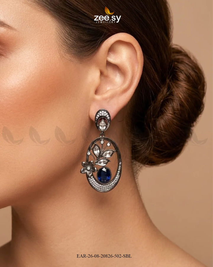 Orla Oval Crystal Drop Earrings Earrings - Zeesy Jewellery Pakistan | Premium Artificial & Imitation Jewellery