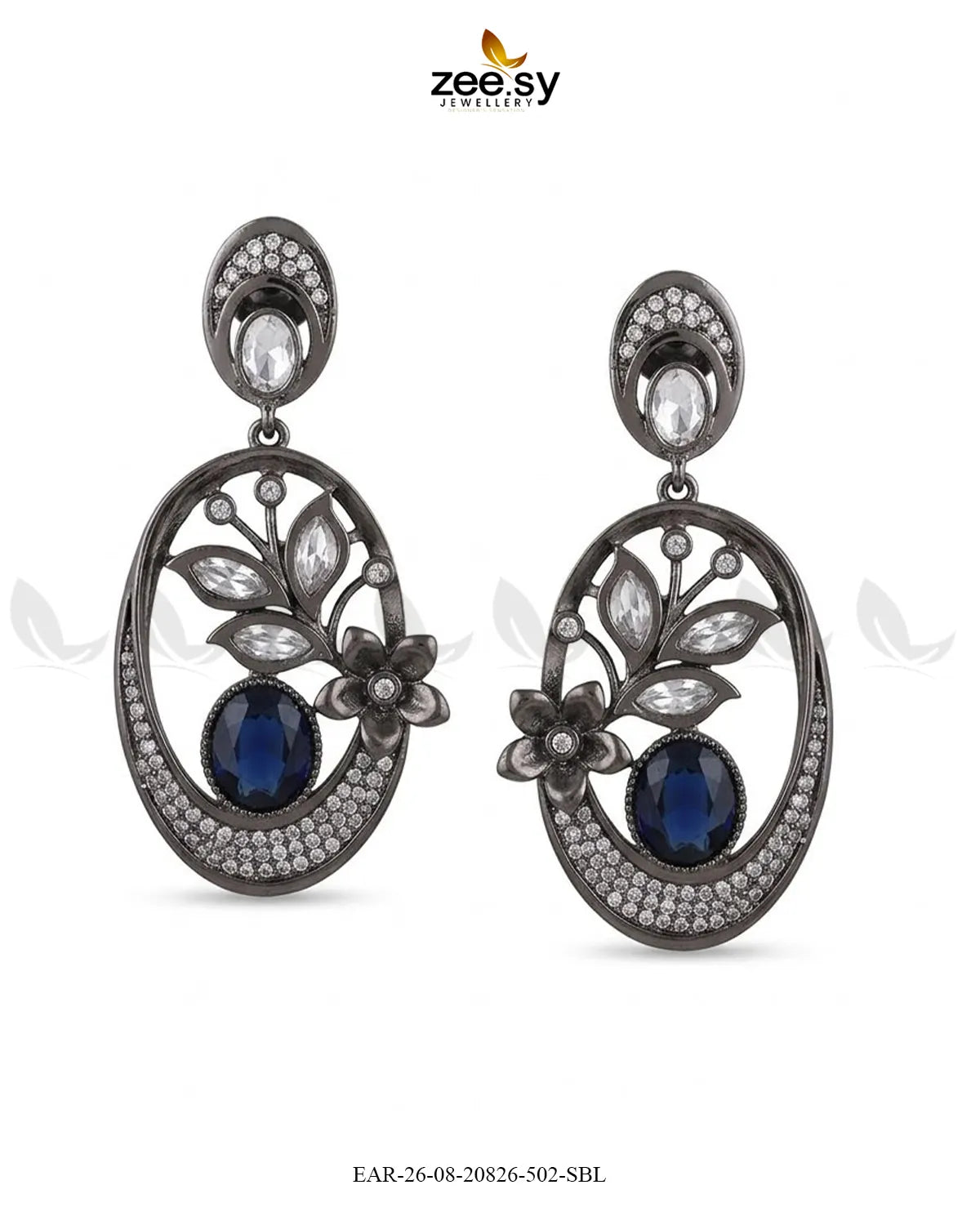 Orla Oval Crystal Drop Earrings Earrings - Zeesy Jewellery Pakistan | Premium Artificial & Imitation Jewellery