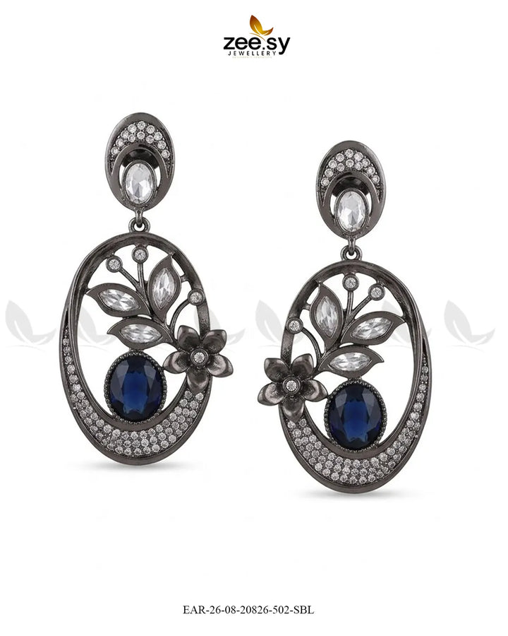 Orla Oval Crystal Drop Earrings Earrings - Zeesy Jewellery Pakistan | Premium Artificial & Imitation Jewellery
