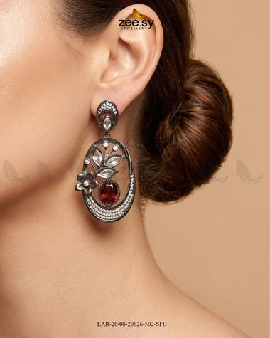 Orla Oval Crystal Drop Earrings Earrings - Zeesy Jewellery Pakistan | Premium Artificial & Imitation Jewellery