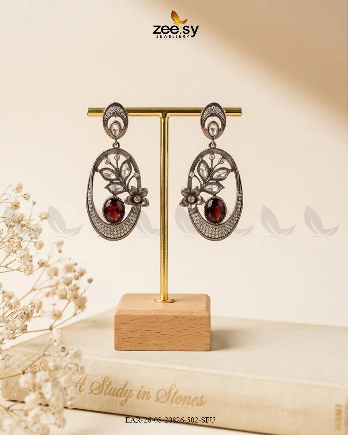 Orla Oval Crystal Drop Earrings Earrings - Zeesy Jewellery Pakistan | Premium Artificial & Imitation Jewellery