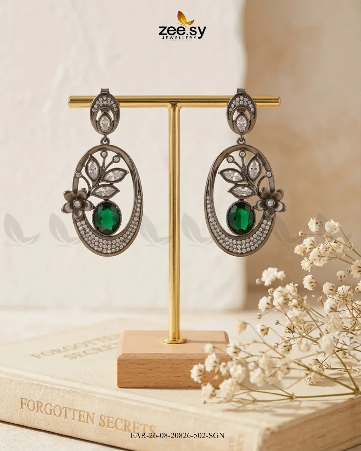 Orla Oval Crystal Drop Earrings Earrings - Zeesy Jewellery Pakistan | Premium Artificial & Imitation Jewellery
