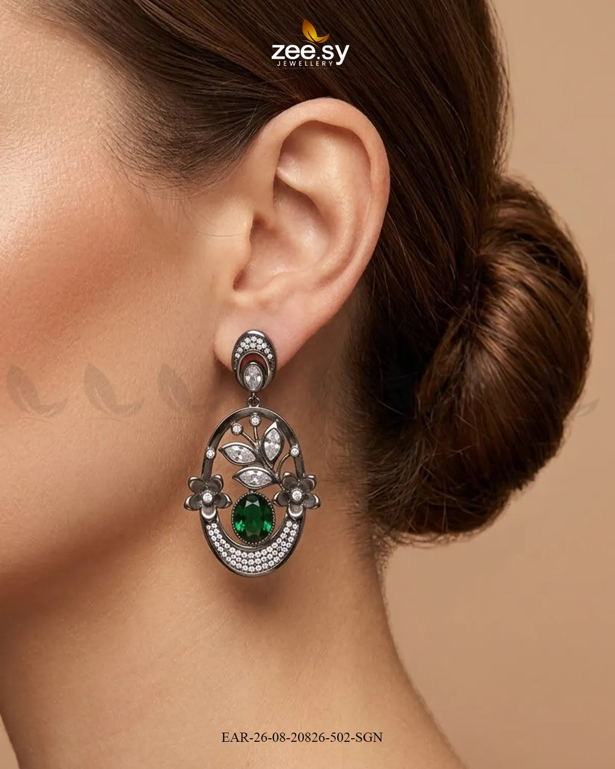 Orla Oval Crystal Drop Earrings Earrings - Zeesy Jewellery Pakistan | Premium Artificial & Imitation Jewellery