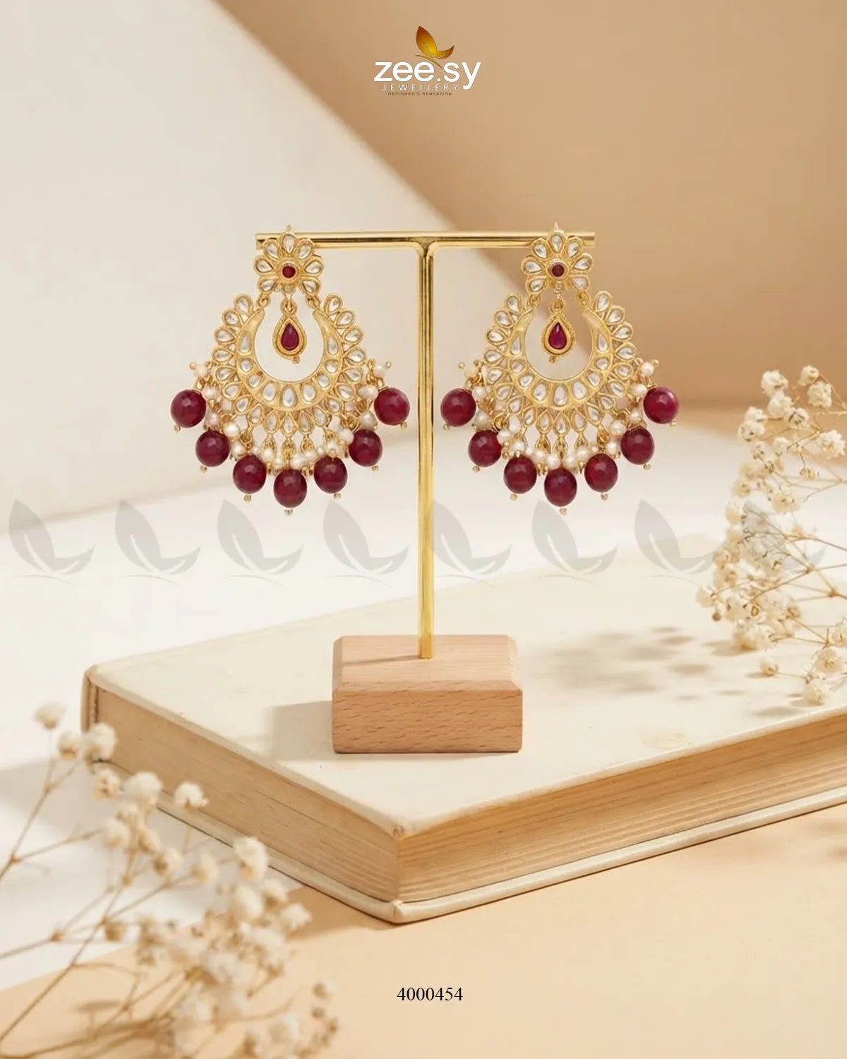 Orla Pearl Cluster Chandbali Earrings Earrings - Zeesy Jewellery Pakistan | Premium Artificial & Imitation Jewellery
